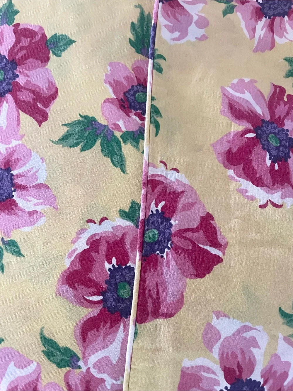Ralph Lauren Chelsea Duvet Pink Flowers on Yellow Seersucker Cotton 90x96